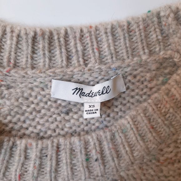 Madewell Cozy Boxy Knit Sweater Neutral Chunky Knit Pullover Fall Winter NWT  XS - Picture 9 of 16